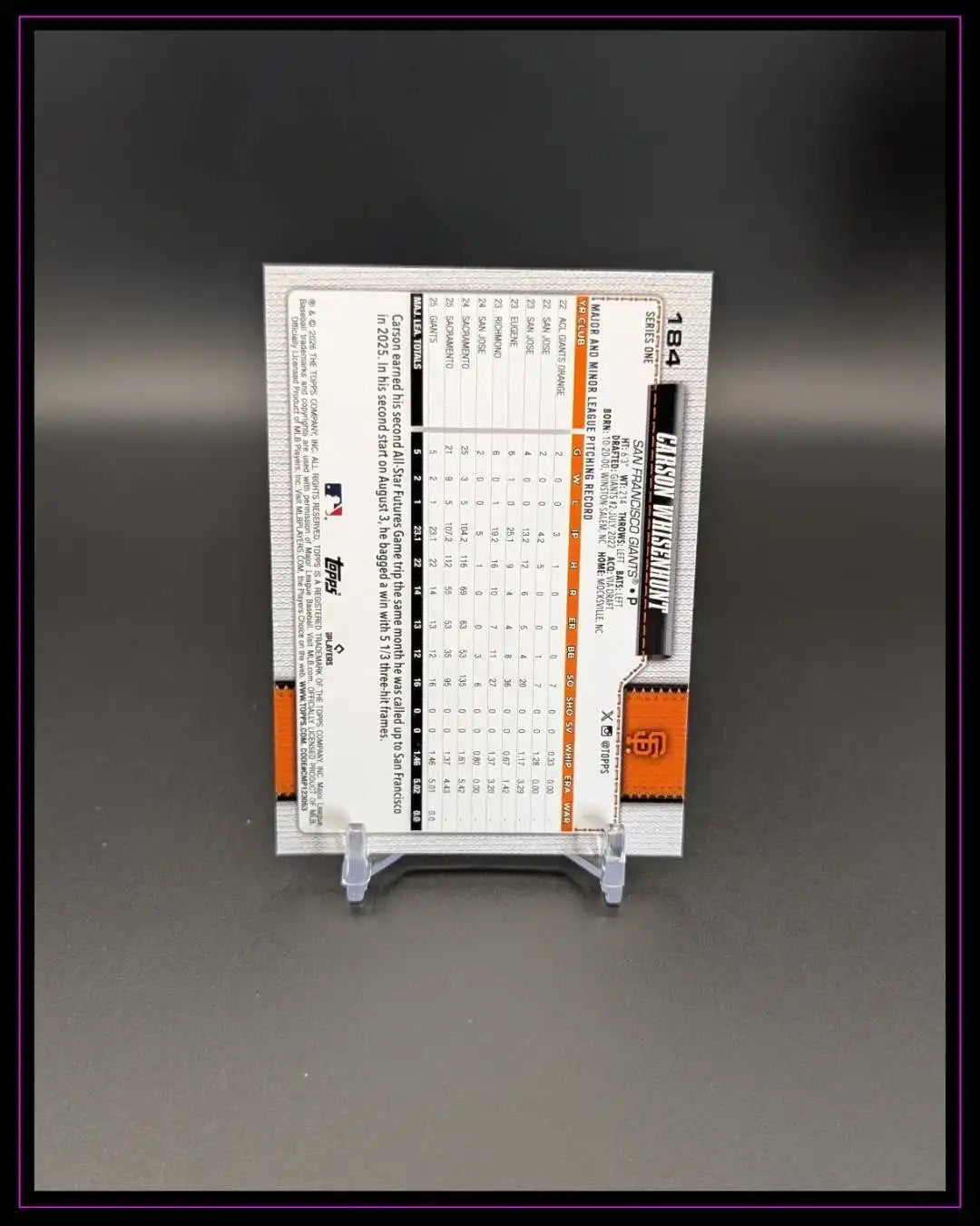 2026 Topps Series 1 #184 Carson Whisenhunt