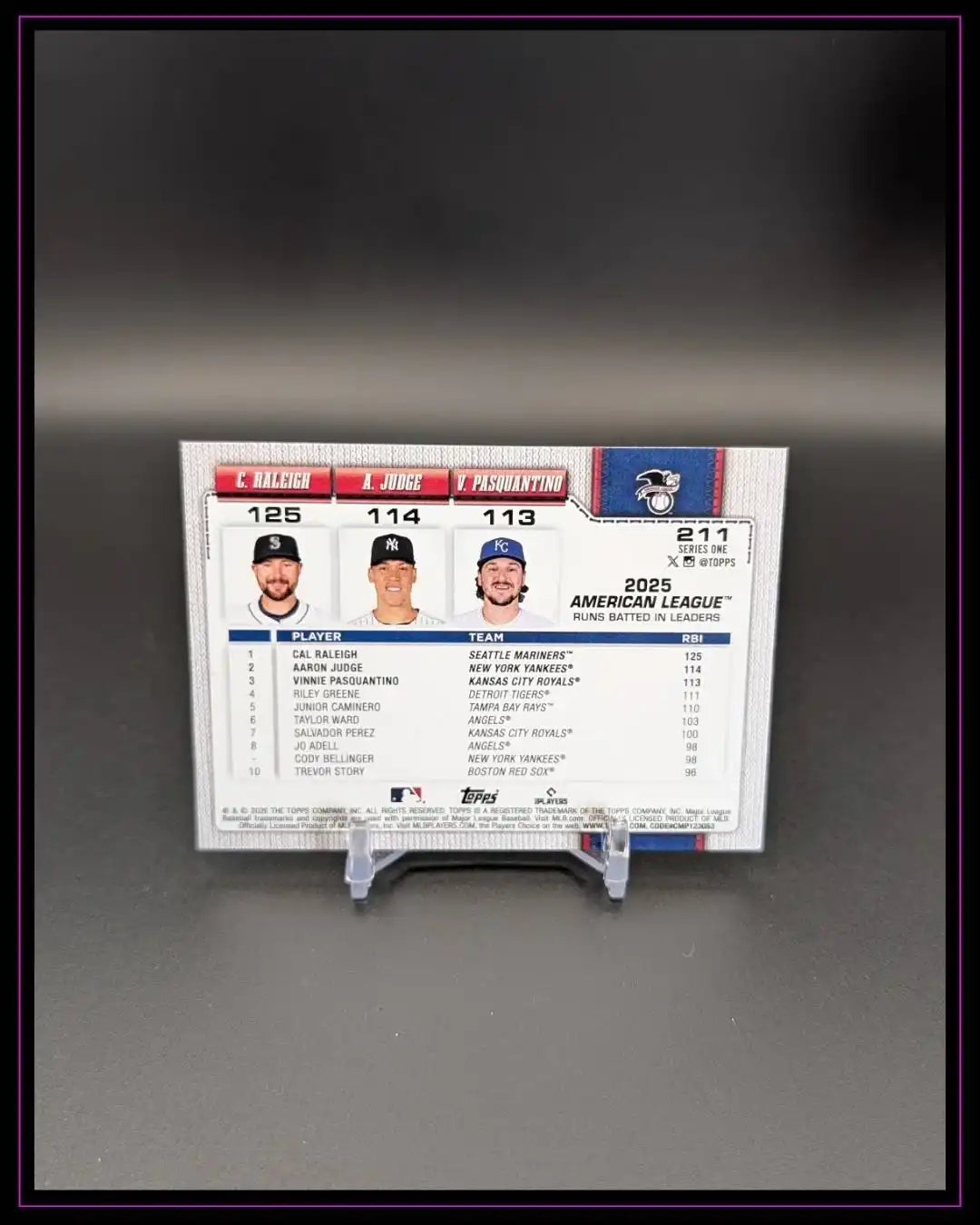 2026 Topps S1 #211 AL Leaders RBI Raleigh Judge Pasquantino