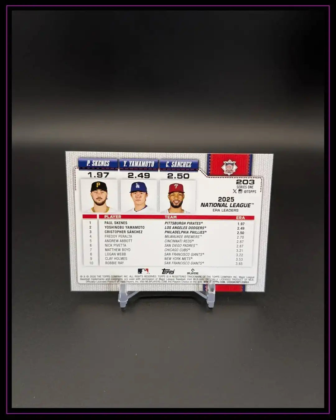 2026 Topps S1 #203 NL Leaders ERA Skenes Yamamoto Sánchez