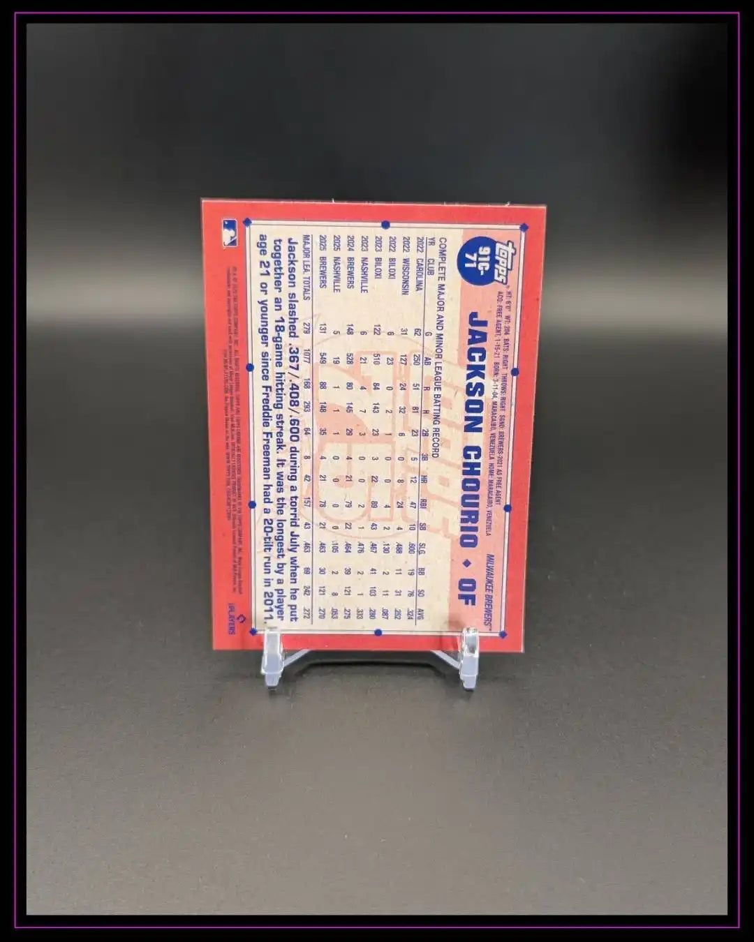 2026 Topps Series 1 #91C-71 Jackson Chourio 1991 35th Anniversary Mojo