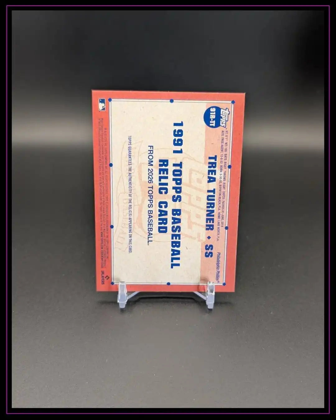 2026 Topps Series 1 #91R-TT Trea Turner 1991 35th Anniversary Relic