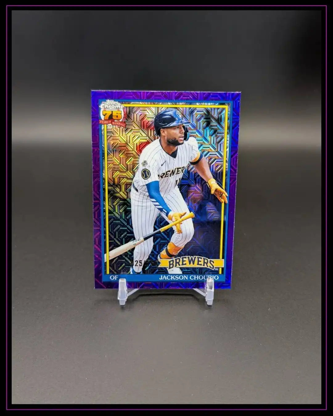 2026 Topps #91C-71 Jackson Chourio 1991 35th Anniversary Mojo Purple Ref /250