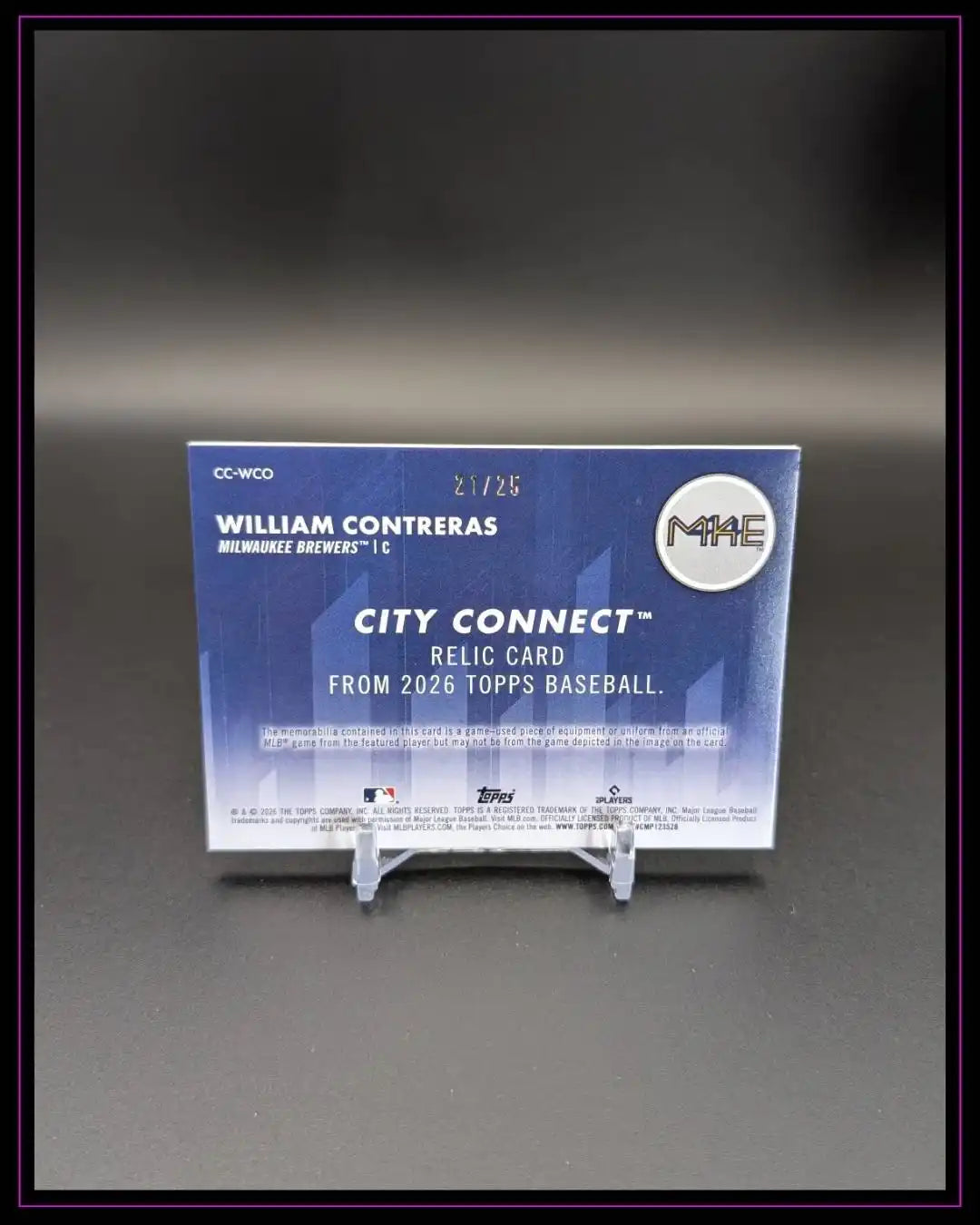 2026 Topps #CC-WCO William Contreras City Connect Swatch Relic Orange /25