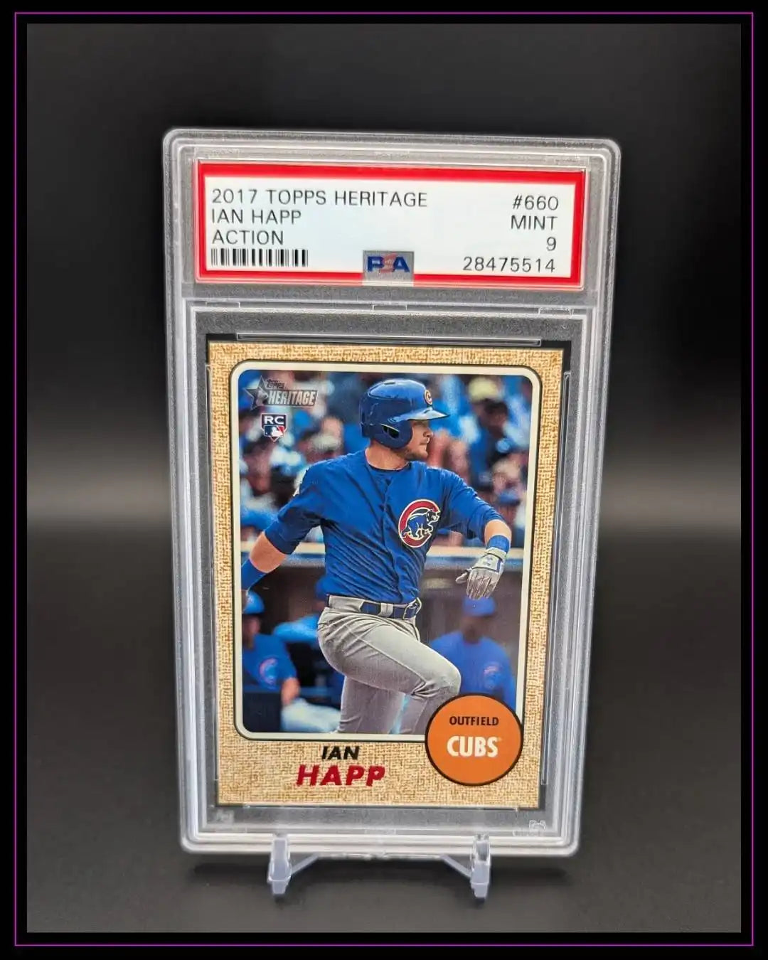 2017 Topps Heritage High Number #660 Ian Happ Rookie RC In Action SP PSA 9