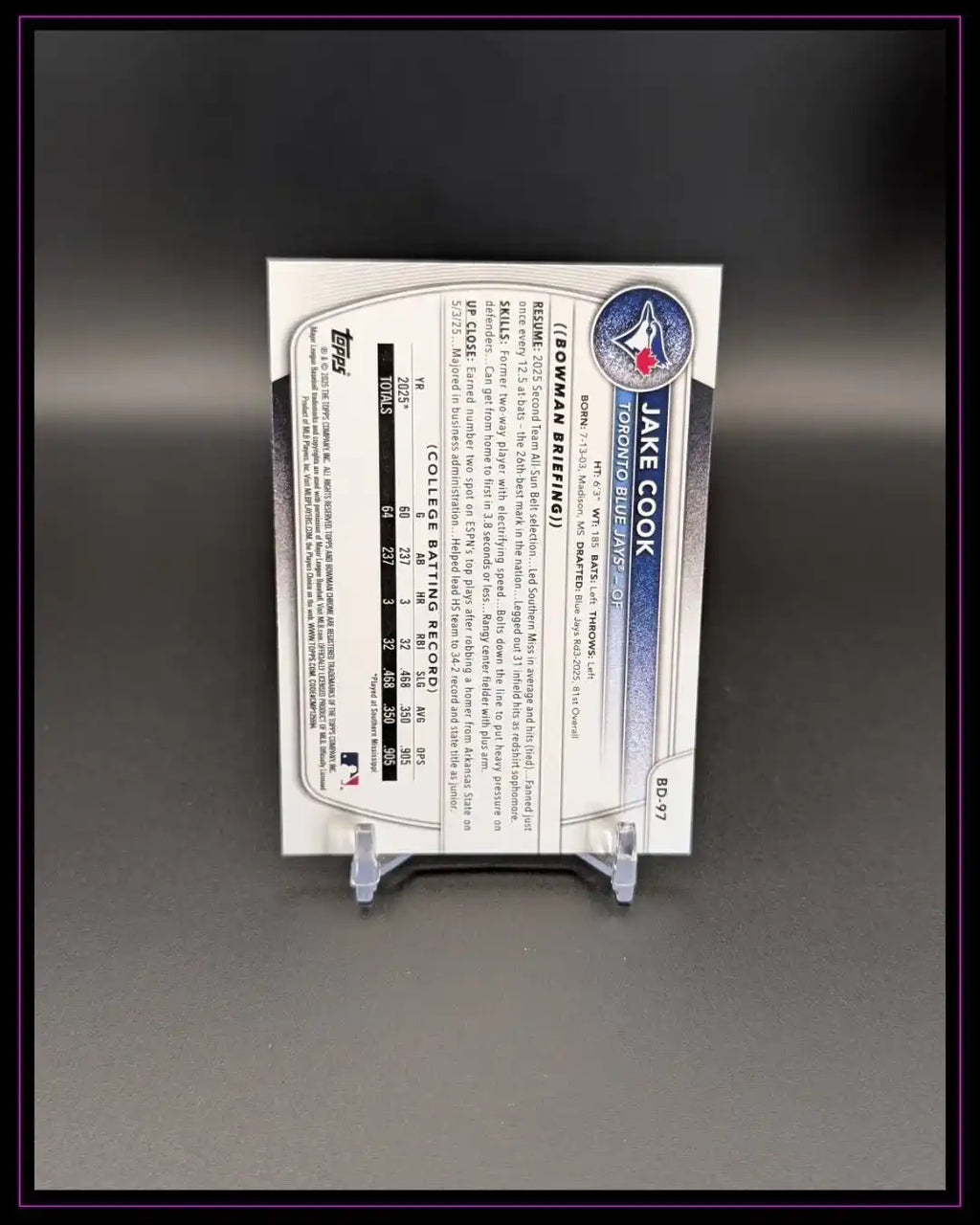 2025 Bowman Draft #BD-97 Jake Cook