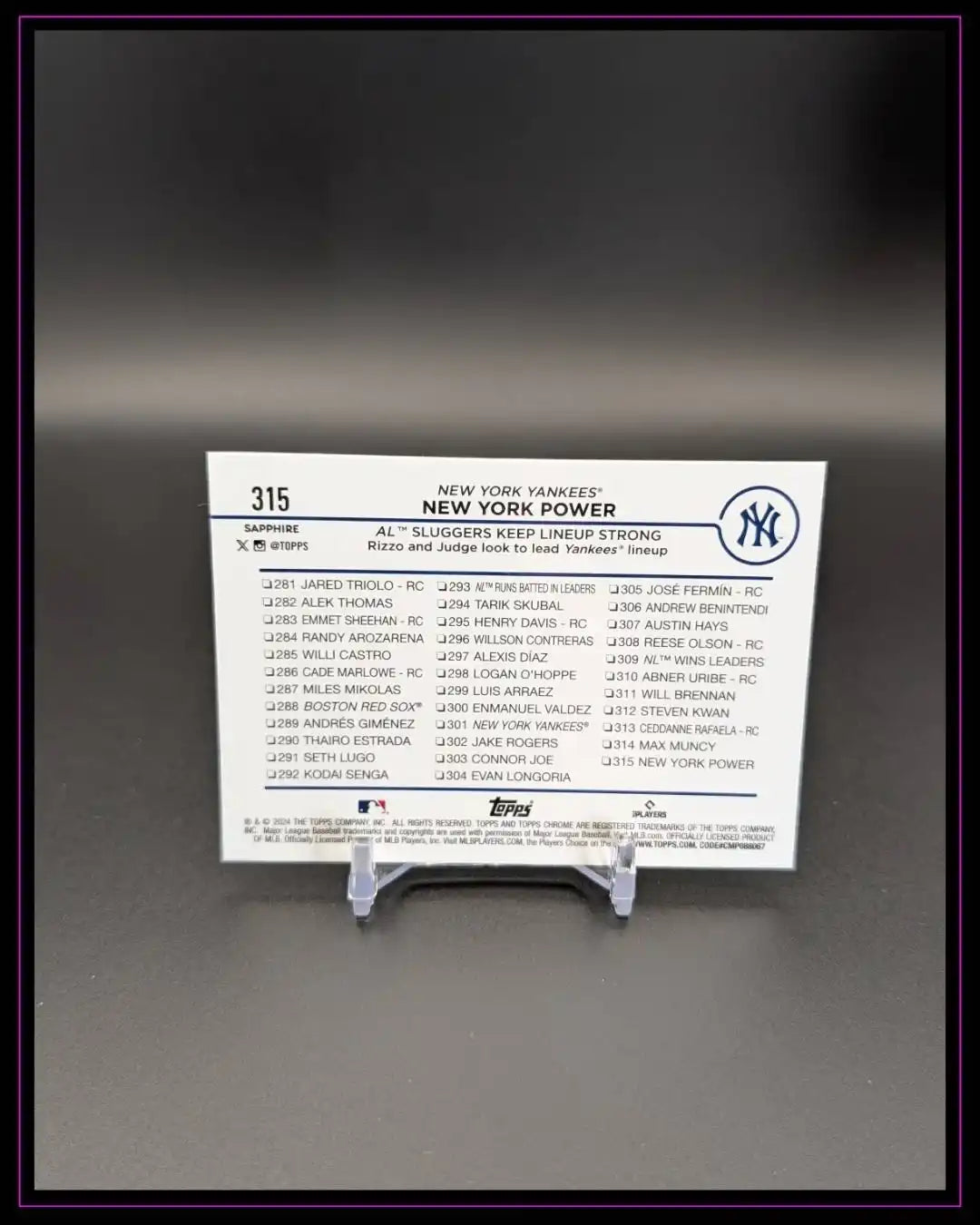 2024 Topps Chrome Sapphire Edition #315 New York Power
