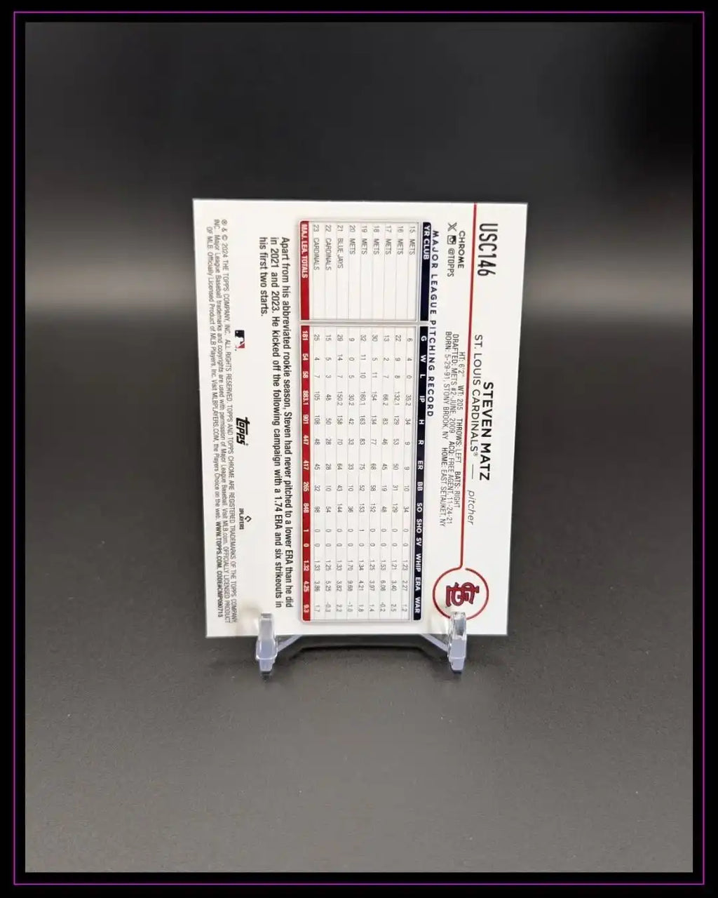 2024 Topps Chrome Update #USC146 Steven Matz Negative Refractors