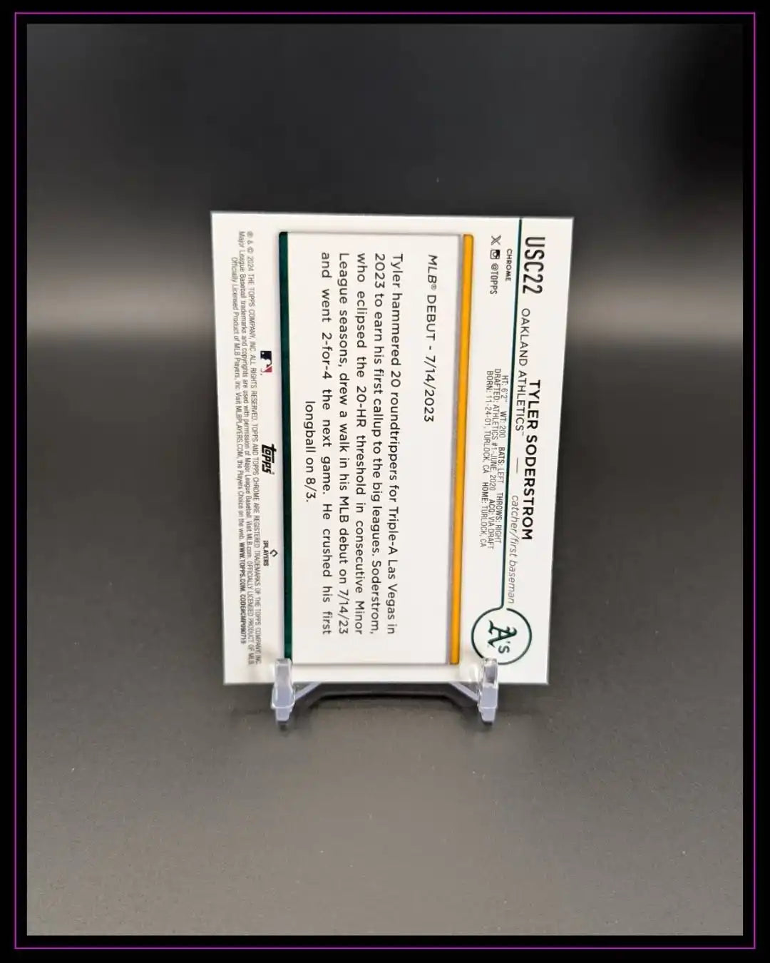 2024 Topps Chrome Update #USC22 Tyler Soderstrom Aqua Blue Lava Refractors /175