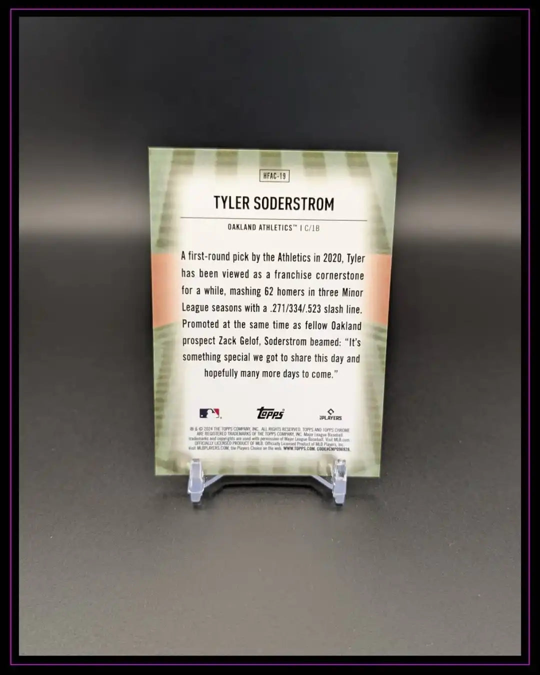 2024 Topps Chrome Update #HFAC-19 Tyler Soderstrom Home Field Advantage RC