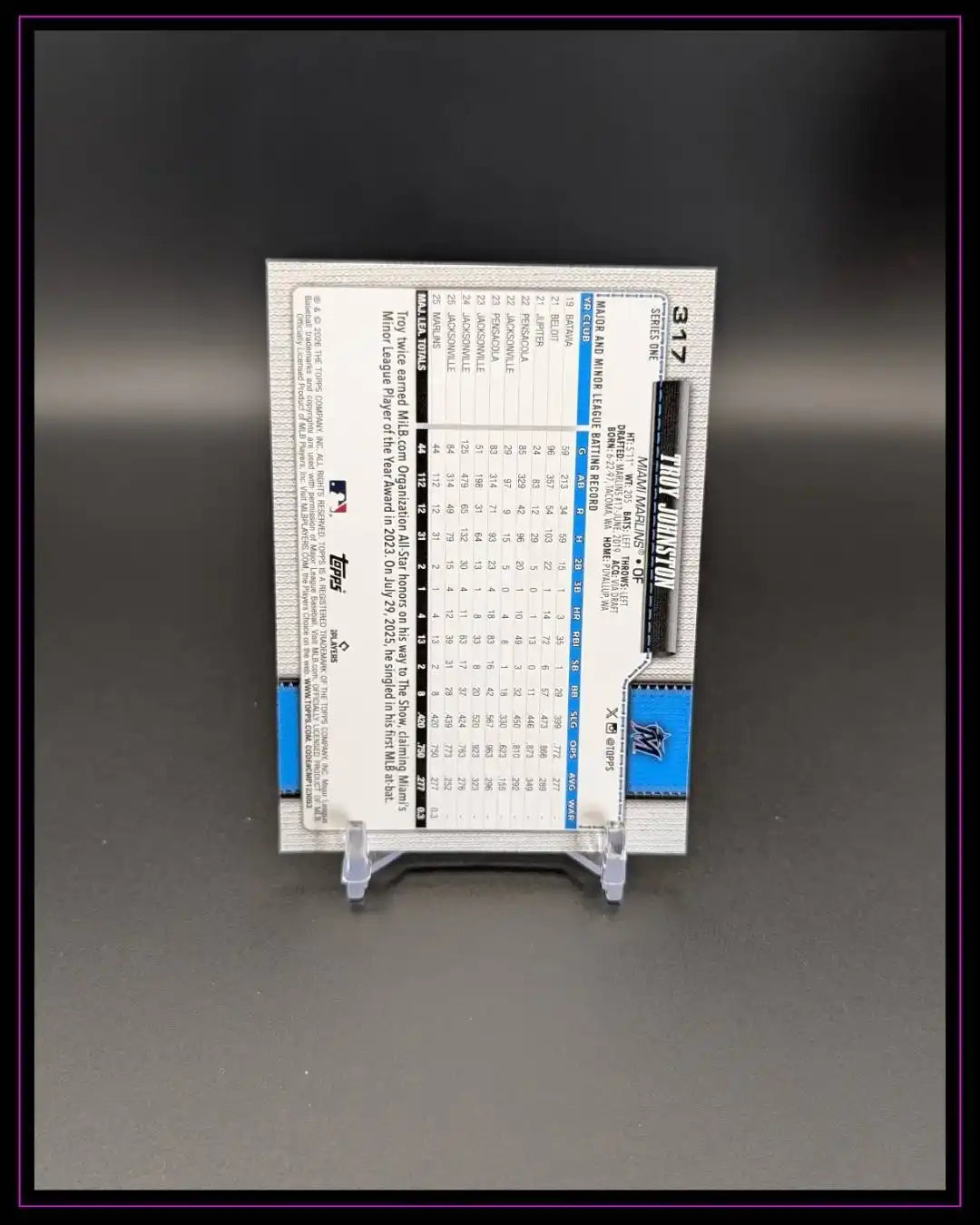 2026 Topps Series 1 #317 Troy Johnston RC