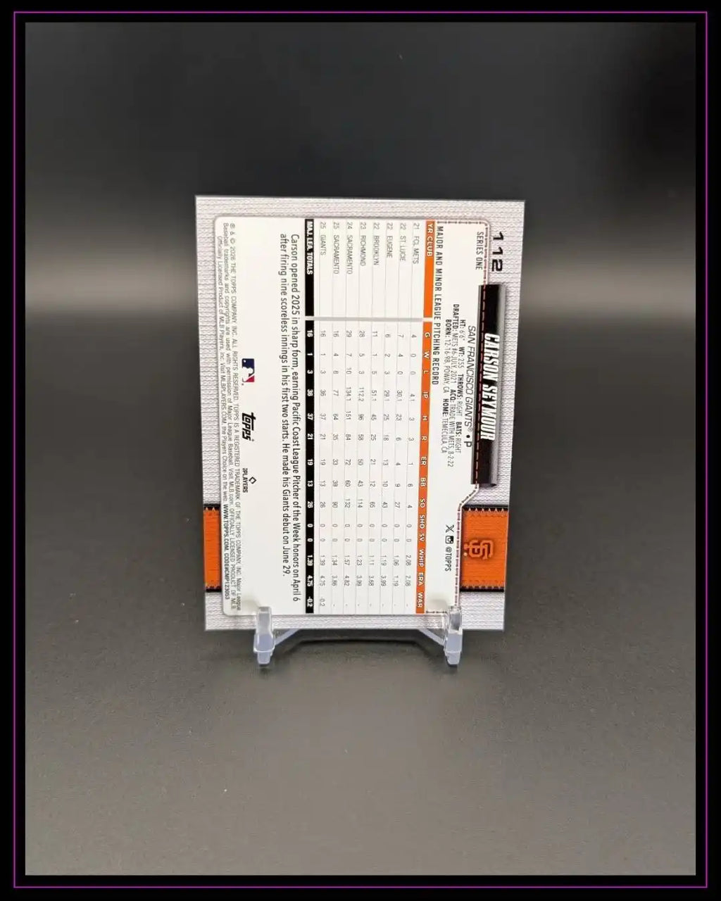 2026 Topps Series 1 #112 Carson Seymour RC