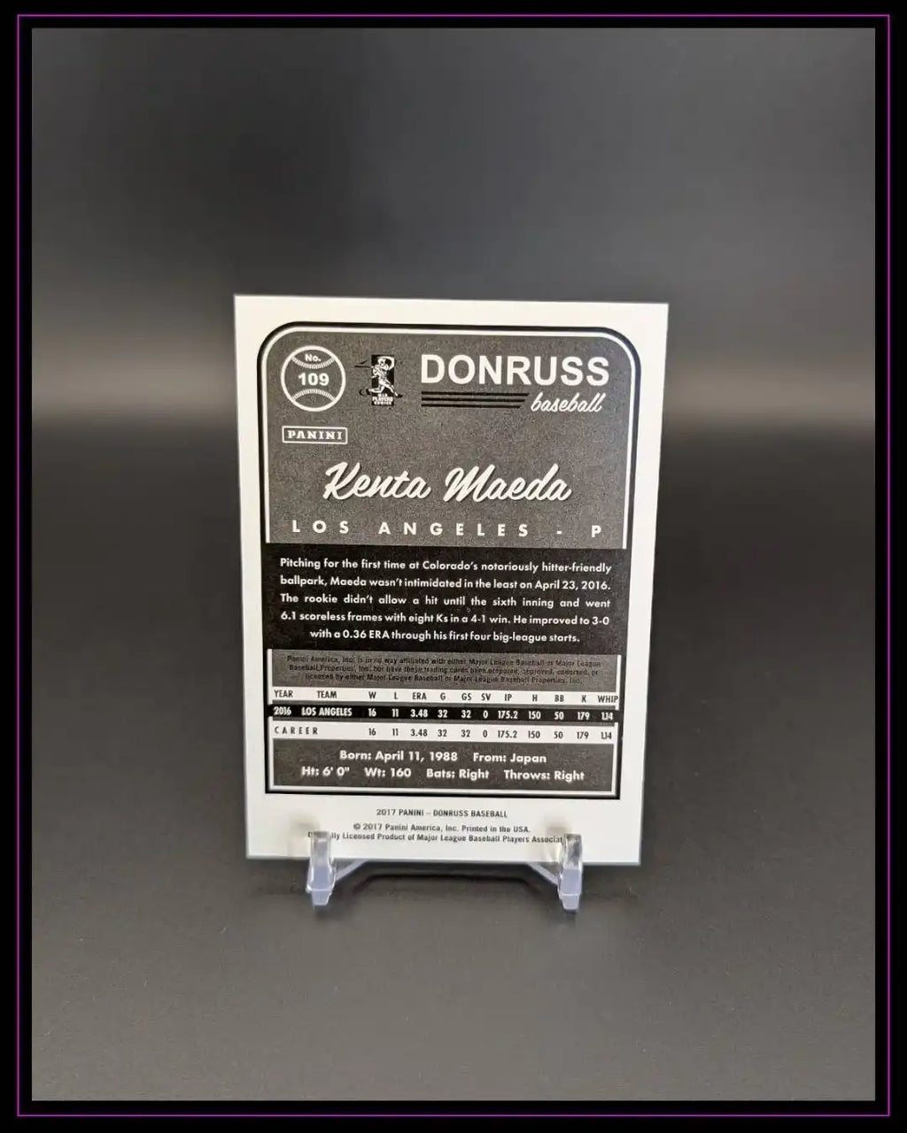 2017 Donruss #109 Kenta Maeda Season Stat Line #/179