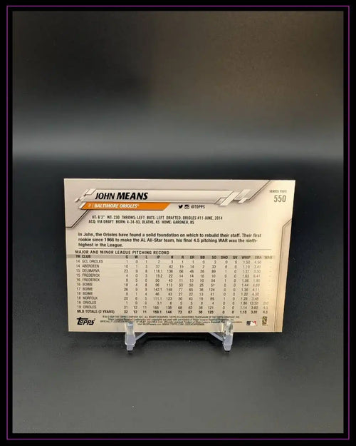 2020 Topps #550 John Means Gold Star