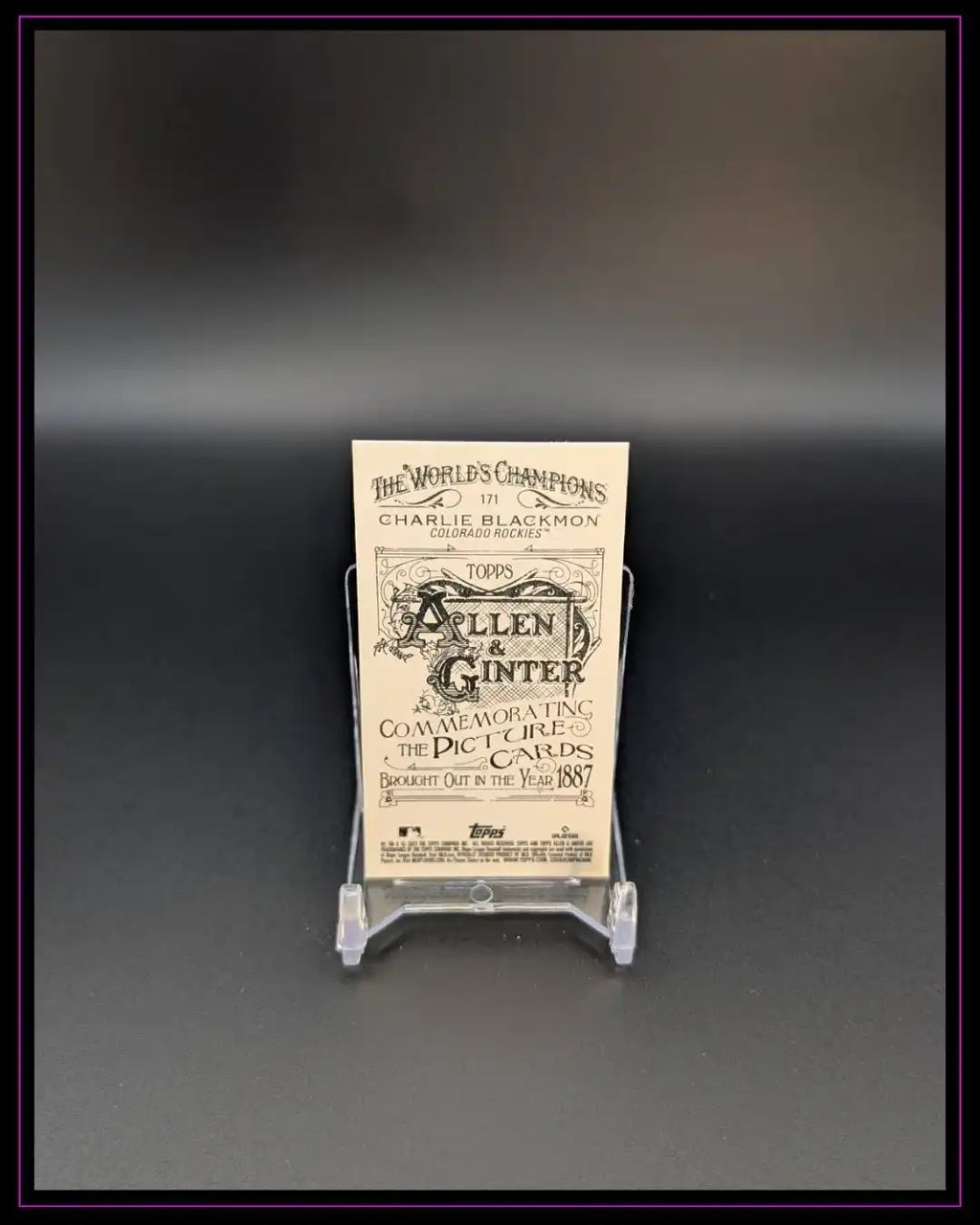 2023 Topps Allen & Ginter #171 Charlie Blackmon Mini A & G Back