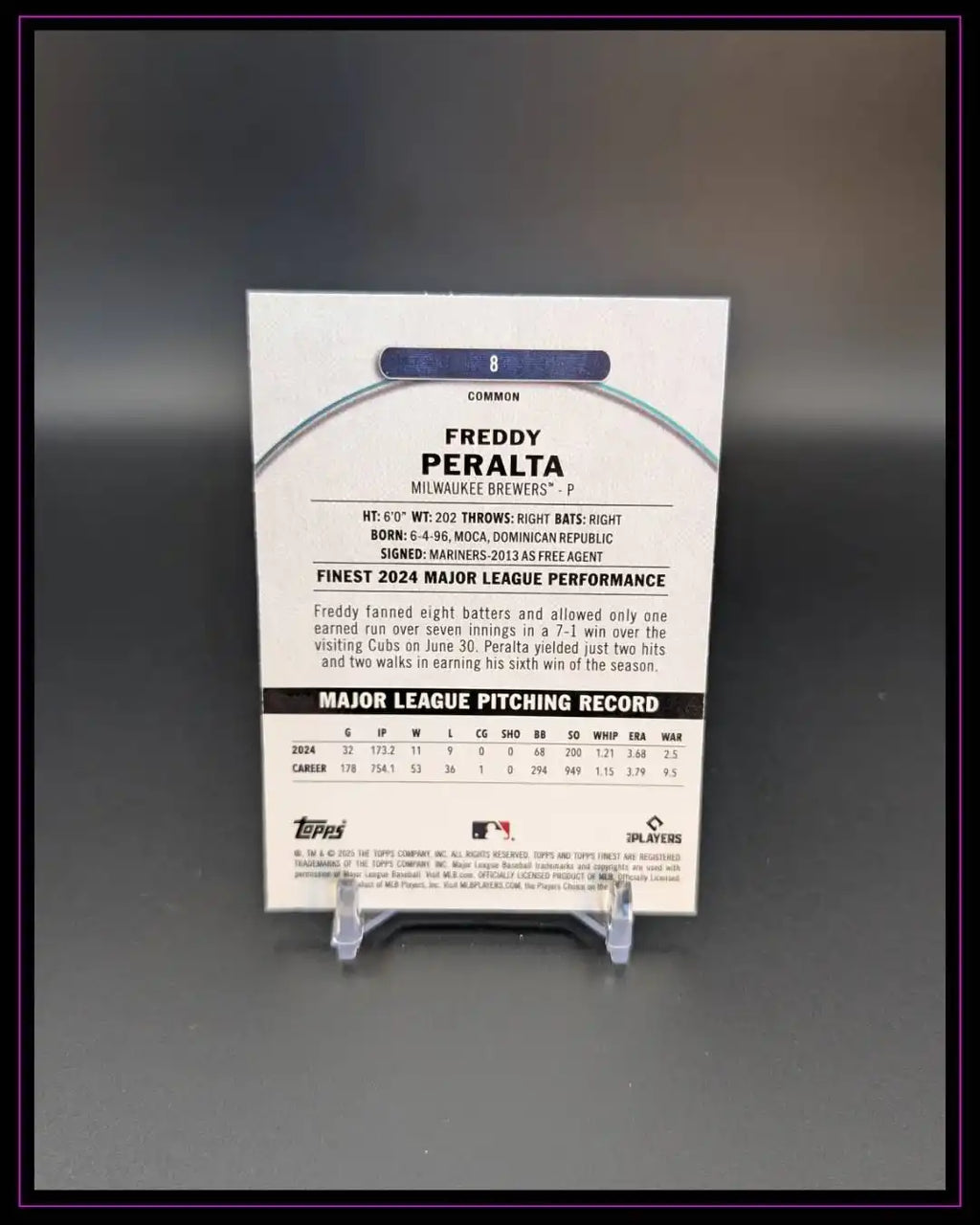 2025 Topps Finest #8 Freddy Peralta Blue Checkerboard #/99