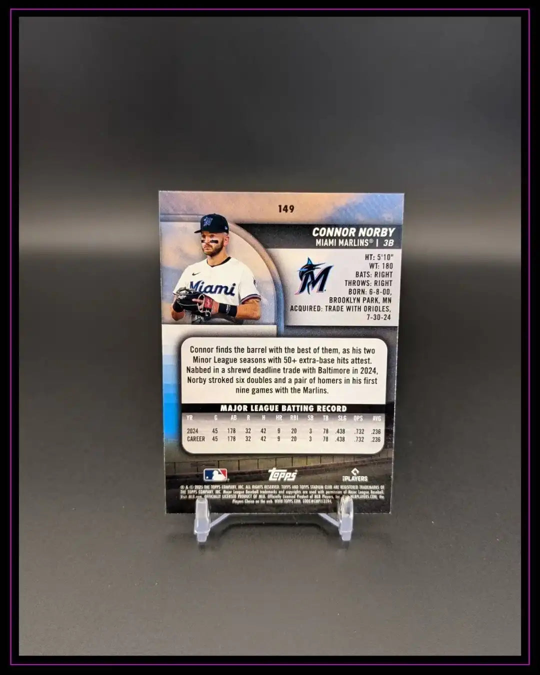 2025 Stadium Club #149 Connor Norby Sepia