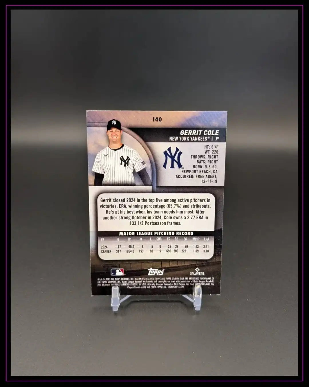 2025 Stadium Club #140 Gerrit Cole Bronze Foil