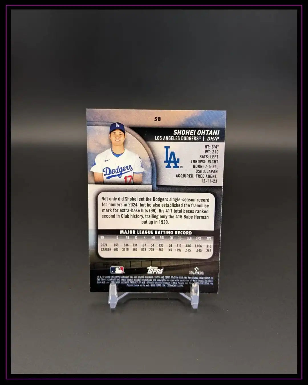 2025 Stadium Club #58 Shohei Ohtani Light Blue Foil