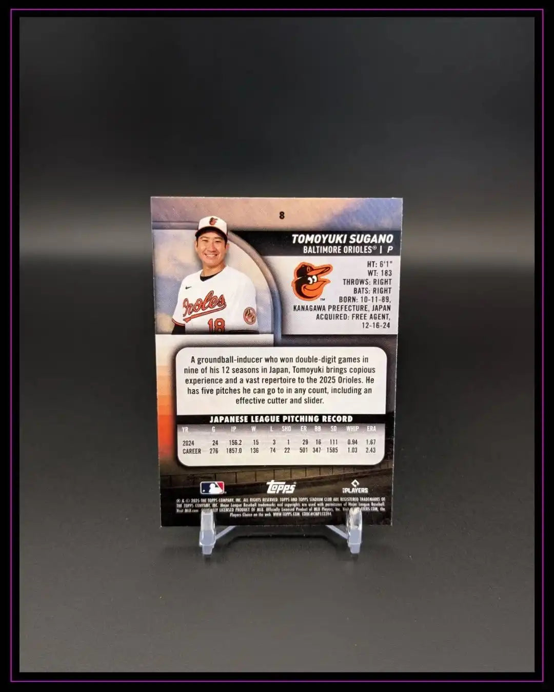 2025 Stadium Club #8 Tomoyuki Sugano Light Blue Foil RC