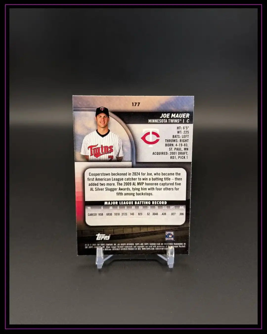 2025 Stadium Club #177 Joe Mauer Light Blue Foil