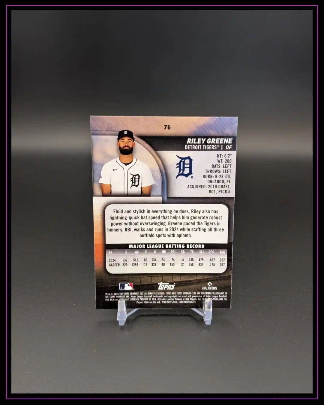 2025 Stadium Club #76 Riley Greene Light Blue Foil