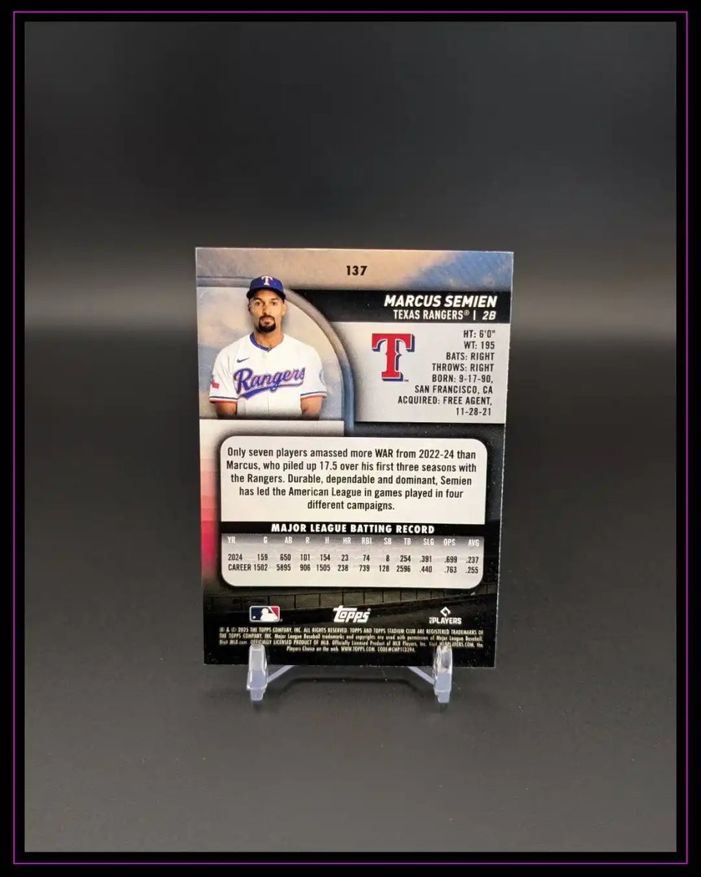2025 Stadium Club #137 Marcus Semien Light Blue Foil