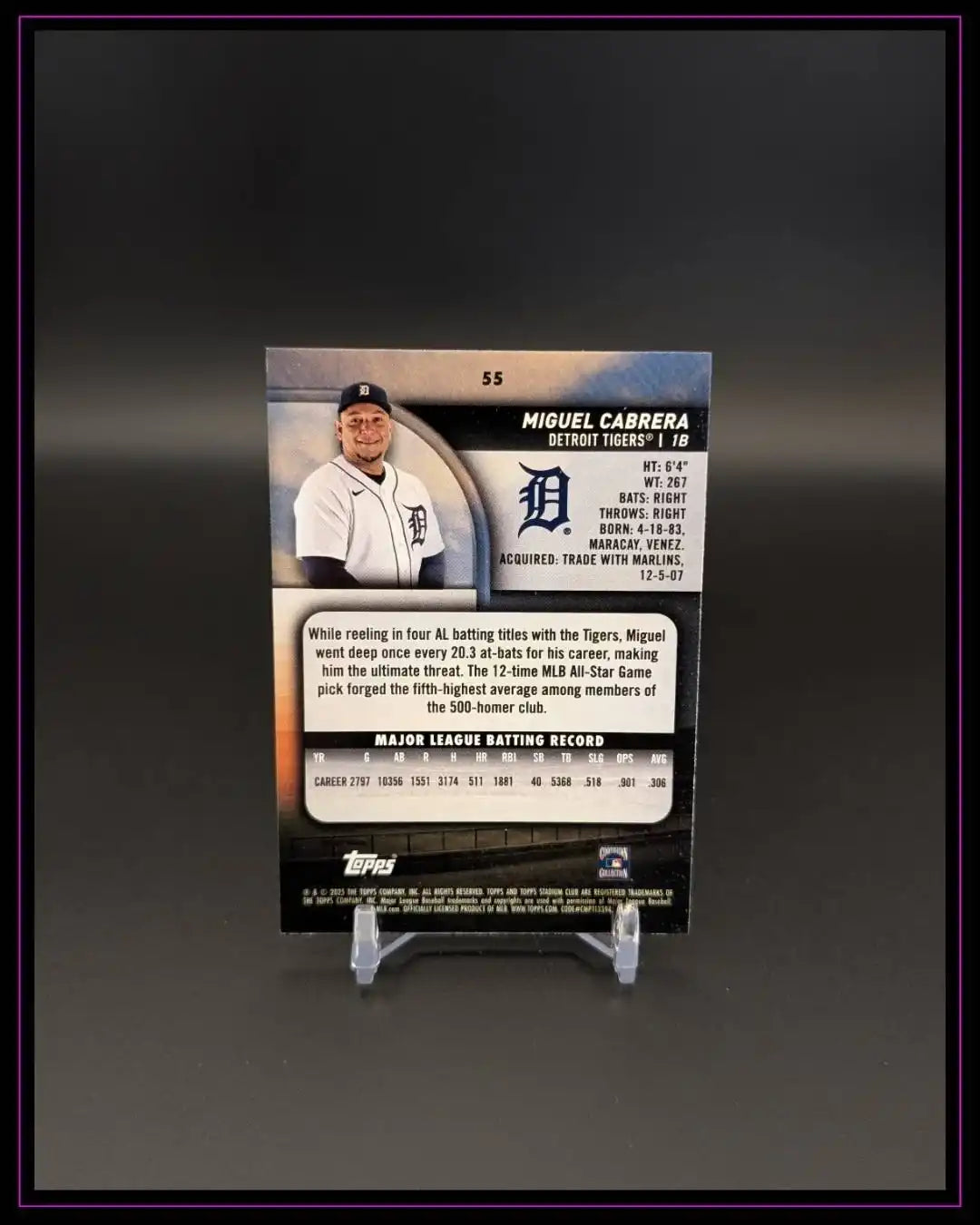 2025 Stadium Club #55 Miguel Cabrera Light Blue Foil