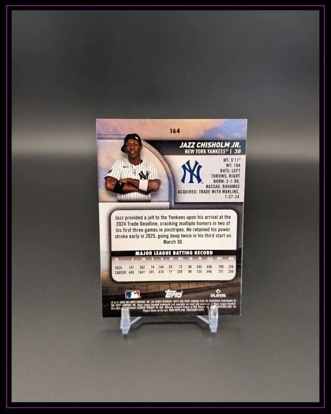 2025 Stadium Club #164 Jazz Chisholm Jr. Red Foil