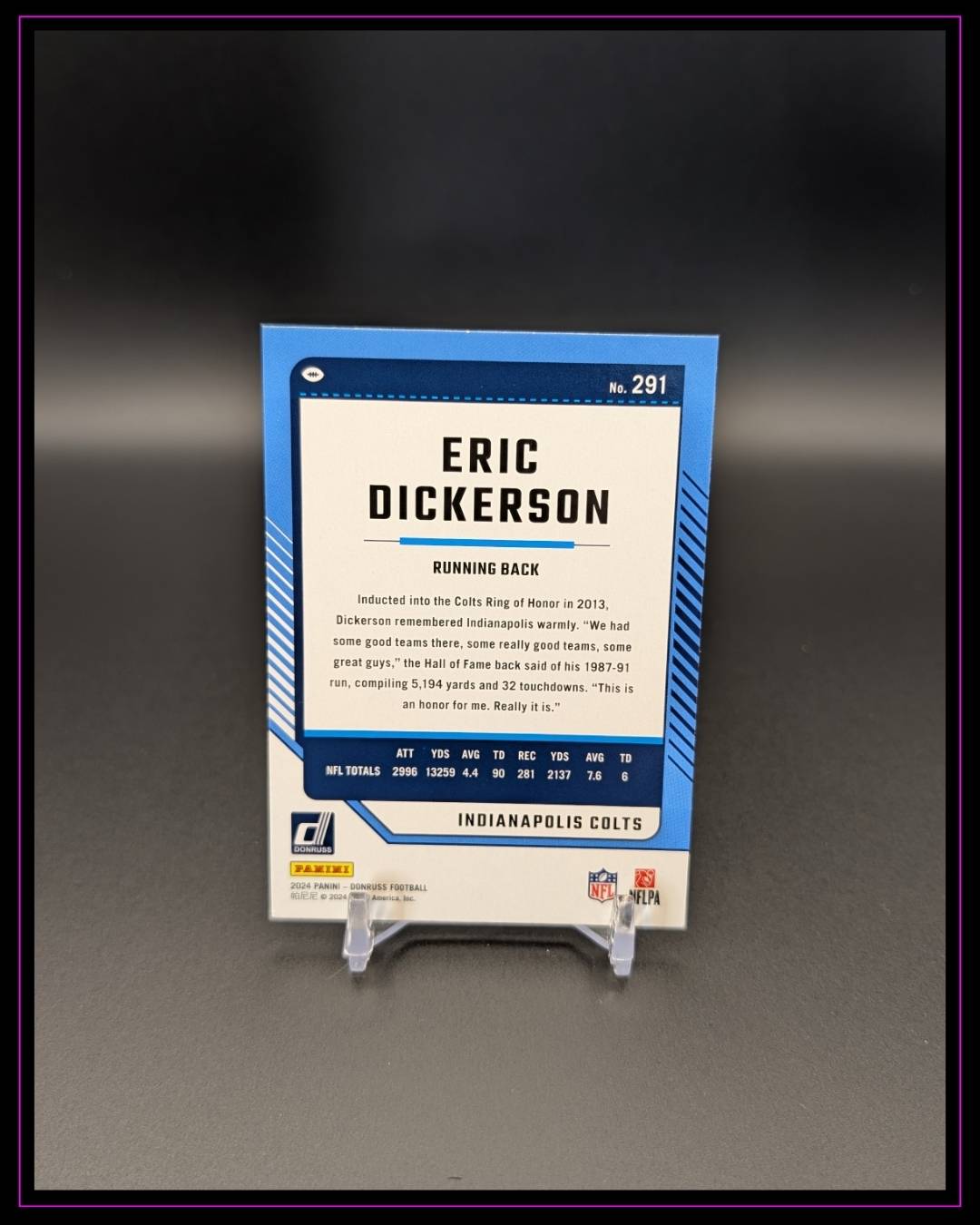 2024 Panini Donruss #291 Eric Dickerson Press Proof Purple