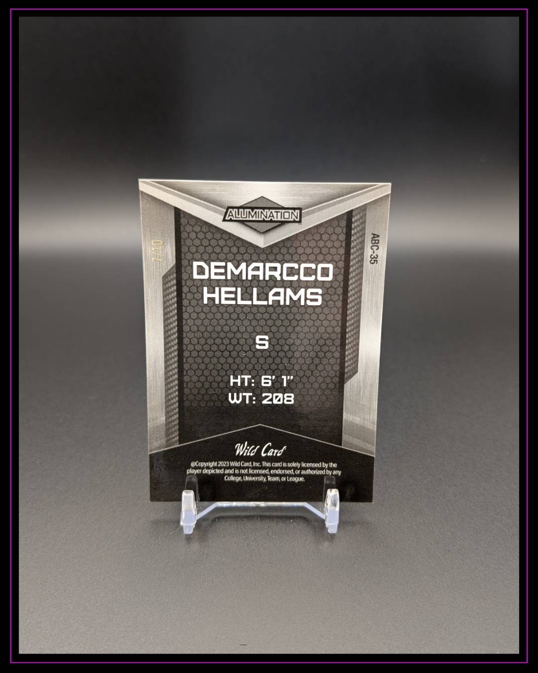 2023 Wild Card Alumination Draft #ABC-35 DeMarcco Hellams Sparkle Purple /10