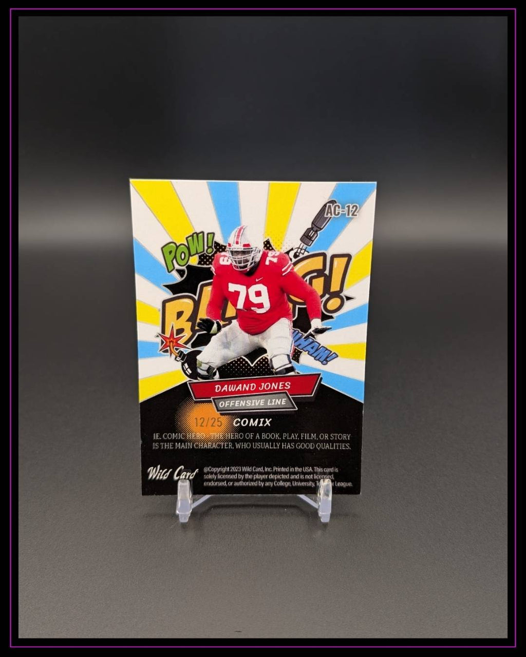 2023 Wild Card Alumination Draft #AC-12 Dawand Jones Comix Rainbow Yellow /25