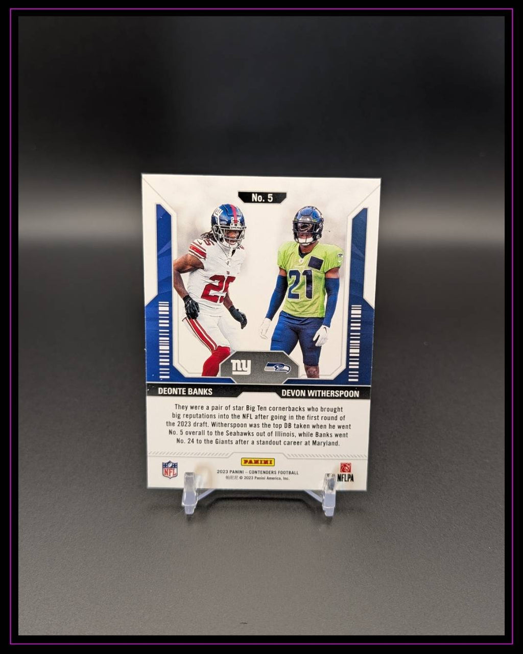2023 Panini Contenders #5 Deonte Banks / Devon Witherspoon Round Numbers Red