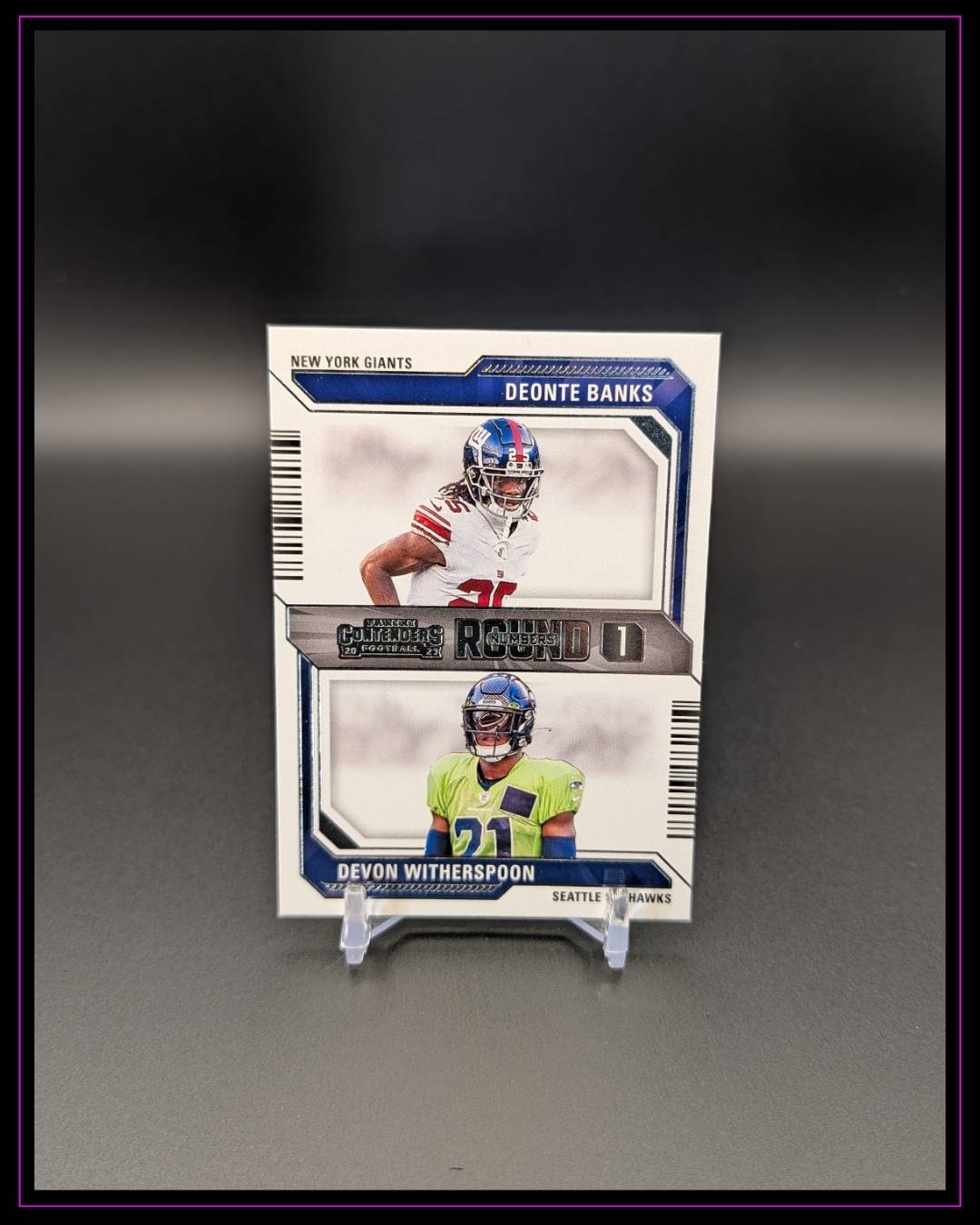 2023 Panini Contenders #5 Deonte Banks / Devon Witherspoon Round Numbers Red