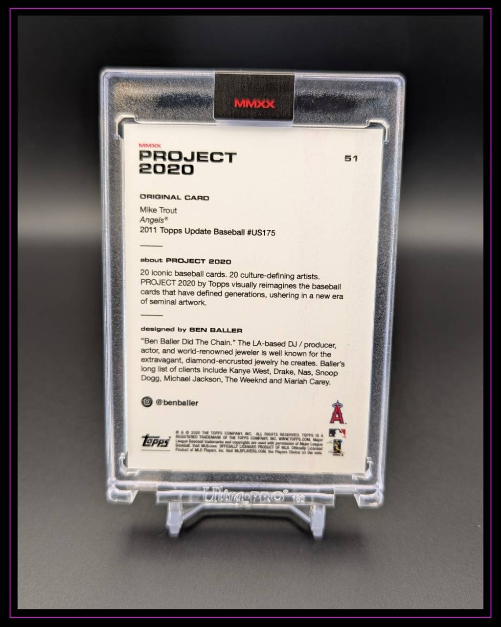 Topps Project 2020 Mike Trout by Ben Baller #US175 2011 Topps Update RC