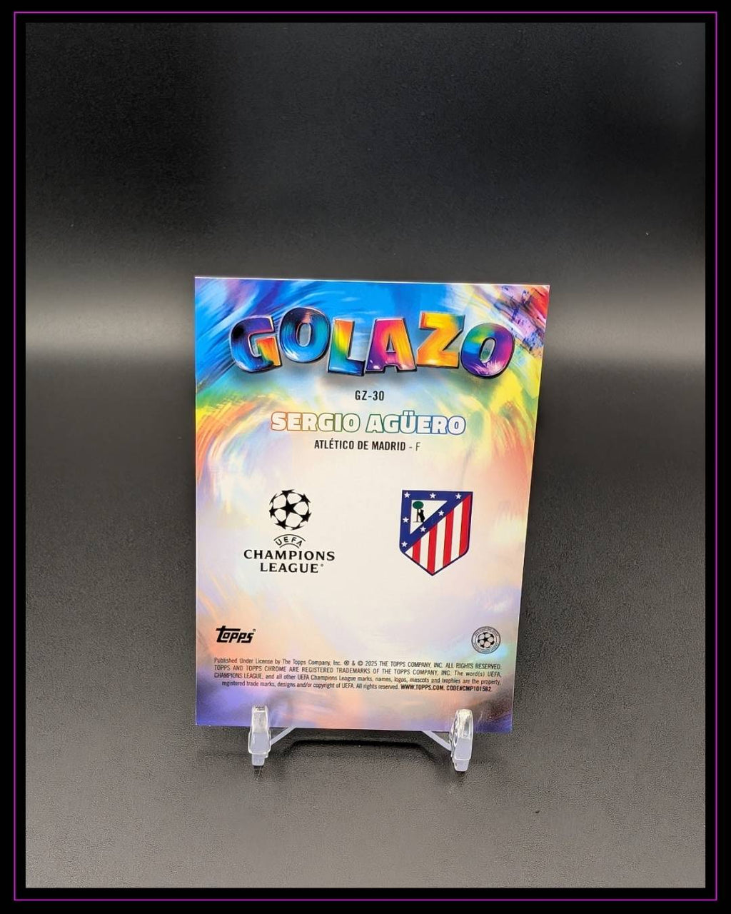 2024-25 Topps Chrome UEFA Club Competitions Sergio Agüero Golazo Magenta /75