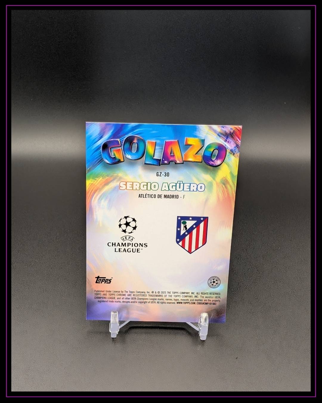 2024-25 Topps Chrome UEFA Club Competitions Sergio Agüero Golazo Magenta /75
