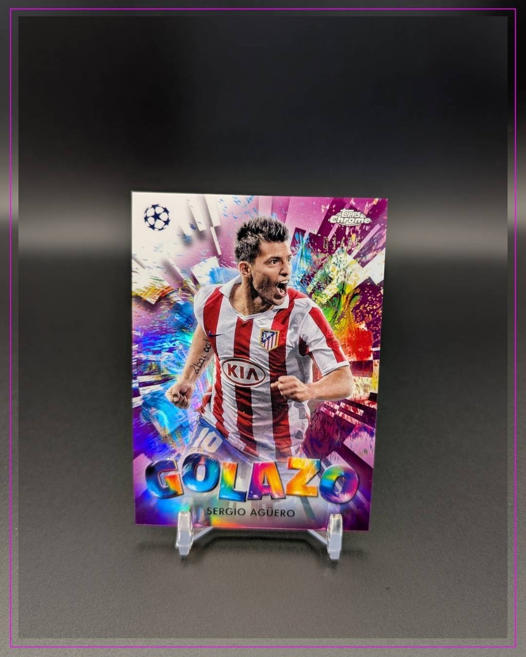 2024-25 Topps Chrome UEFA Club Competitions Sergio Agüero Golazo Magenta /75