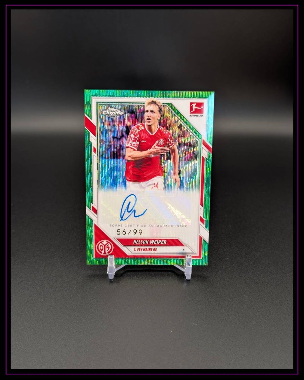 2025-26 Topps Chrome Bundesliga #BA-NW Nelson Weiper Auto Green Wave Ref /99