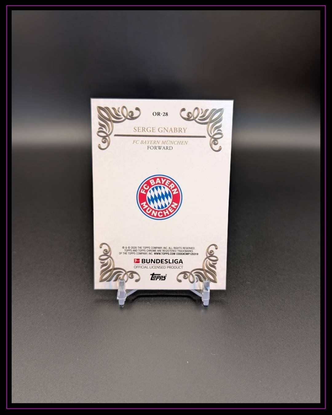 2025-26 Topps Chrome Bundesliga #OR-28 Serge Gnabry Ornaments Purple Ref /75
